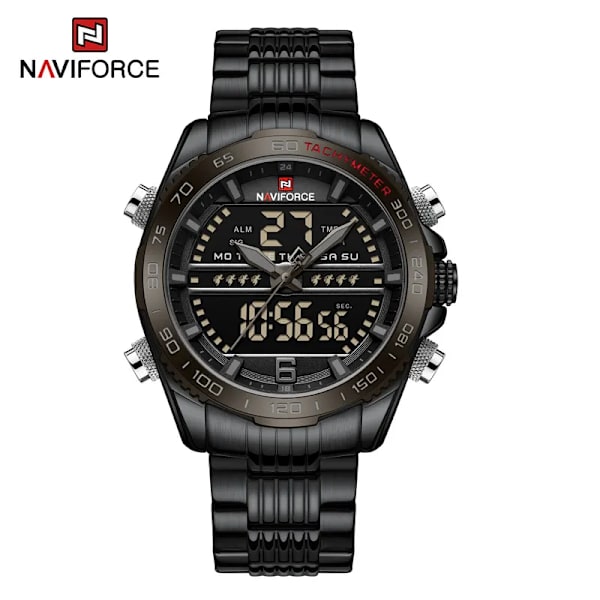 NAVIFORCE Top Brand Lyx Watch Herr Vattentät Quartz Digital Led Man Klocka Militär Sport Rostfritt stål Man Armbandsur 9163 NA919504 without box