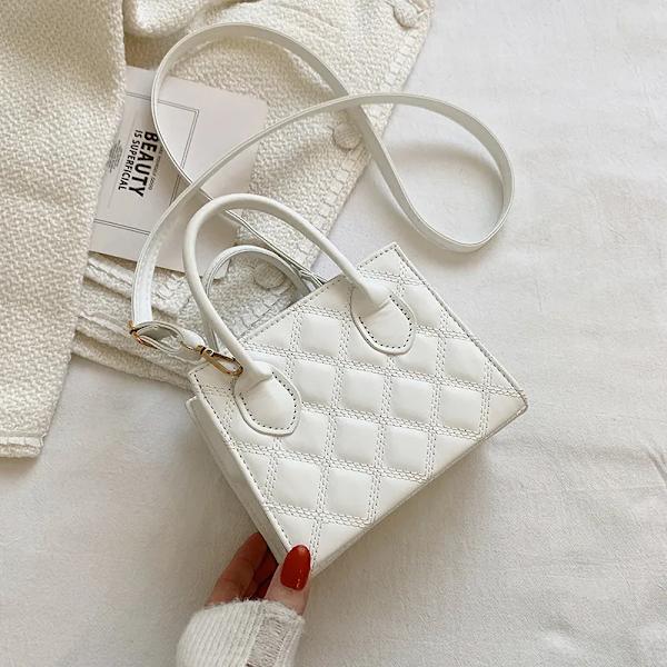Diamond Lattice Crossbody Bag Dam Axelväska Små handväskor och plånböcker Designer Cross Body Bag för kvinnor Flap Mini Tote White