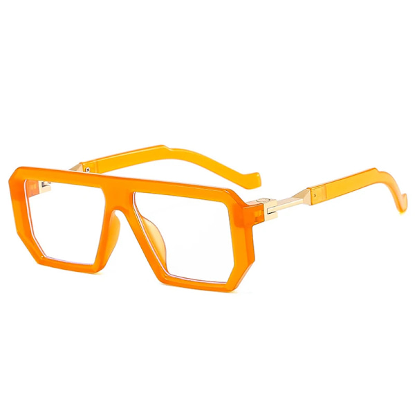SO&EI Retro Polygon Fyrkantiga Solglasögon Kvinnor Mode Jelly Färg Glasögon Skärmar UV400 Märkesdesigner Män Trendiga Solglasögon Orange clear As the picture