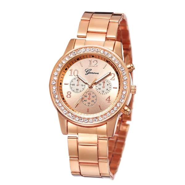 2022 Damklockor Mode Rose Gold Watch Set Damarmbandsur Rostfritt stål Silverarmband Watch Rose gold