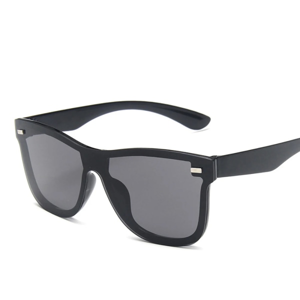 New Fashion Solglasögon Ett stycke Trend Personlighet Glasögon Brand Design Skydd Reflexerande Ramlösa Solglasögon UV400 4-Black-Blue As Picture