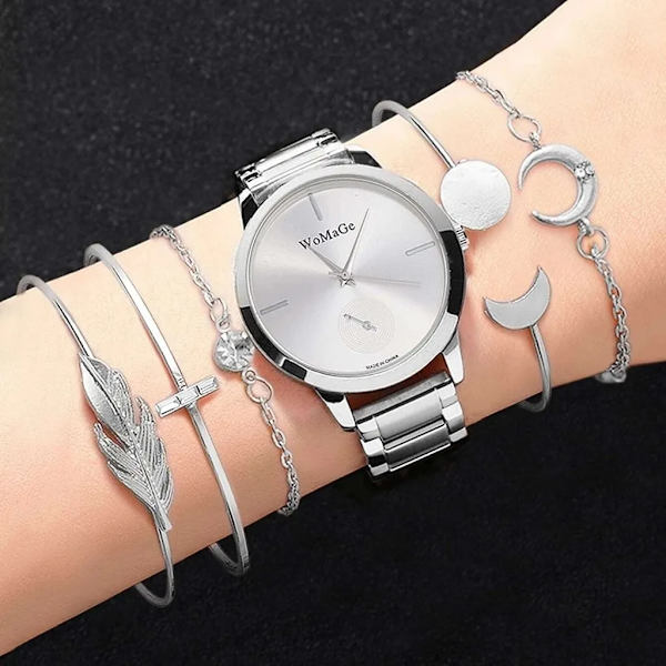 6/5/3PCS 2022 Lyx Damklockor Set Armband Armbandsur Mode Dam Quartz Watch Klänning Kvinnlig Klocka Montre Femme Relogio 5PCS Gold C