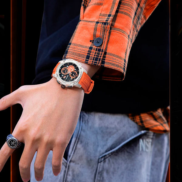 Mark Fairwhale Herrklockor Quartz Watch Trend Sport Vattentät Harts Armbandsur Märke Kvalitet Watch Reloj Hombre 4360 White