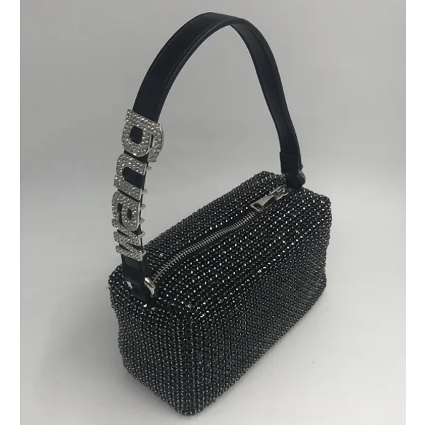 Black Diamond kvällsväska lyxig designer dam högkvalitativ armhåla väska glänsande väskor för kvinnor handväskor sac a main femme silver with Wang NO Box