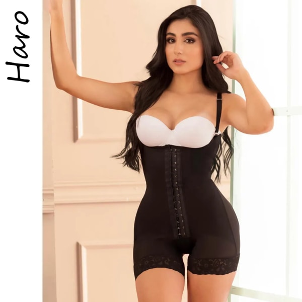 Fast helkroppsformare Öppen fil under byst Korsett Fast bodysuit Waist trainer Originales Fajas Shapewear Reduktiva gördlar black XL