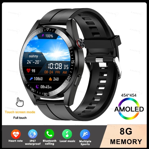 Ny Smart Watch Herr 8G Minne Lokal Musikspelare 454*454 AMOLED-skärm Bluetooth Call Sports Man Smartwatch För Huawei Black Original box