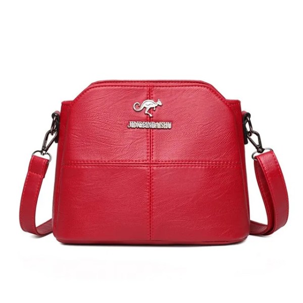 Små crossbody-väskor i massivt läder för kvinnor Nya enkel väska med flera fickor, designer Casual axelväskor Sac A Main Red-2