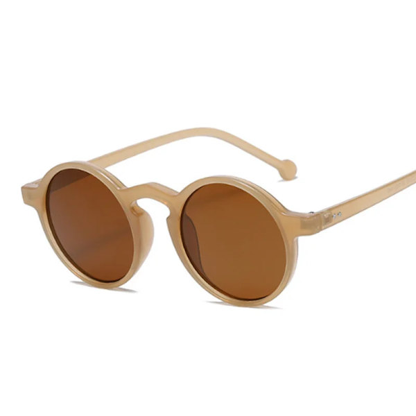 Mode Runda Cat Eye Solglasögon Kvinna Lyx Retro Liten Ram Solglasögon Kvinna Grön Spegel Koreansk stil Oculos De Sol Brown other