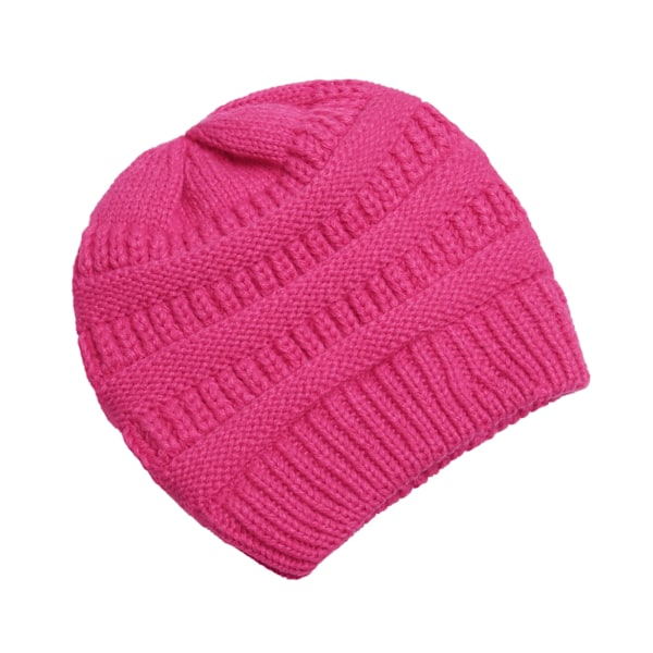 25 Färgade Enfärgade Beanies Kvinnor Stickade Beanie Hatt Mode Höst Vinter Varma Hattar SkulliesCap För Kvinnor Rose Red