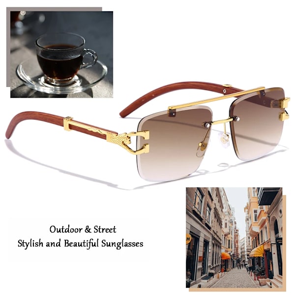 CATERSIDE Retro fyrkantiga solglasögon Män Kvinnor 2022 Lyxmärke Designer Guld Lejon Dekoration Solglasögon Män Resande Glasögon C05 Gold Brown As Photos Showing