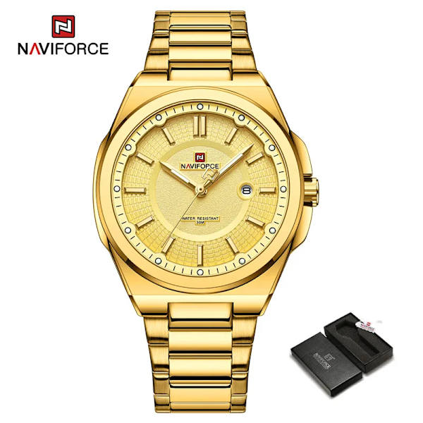 NAVIFORCE 2023 Quartz Watches Herr Lyxmärke Vattentät Sport Rostfritt Stål Lysande Man Armbandsur Relogio Masculino GG-BOX