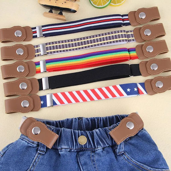 Barns osynliga bälte utan spänne Stretch canvasbälte för pojkar Flickor utan spänne Sömlös justerbar lazy elastisk midjeband A07 childen 1 pc