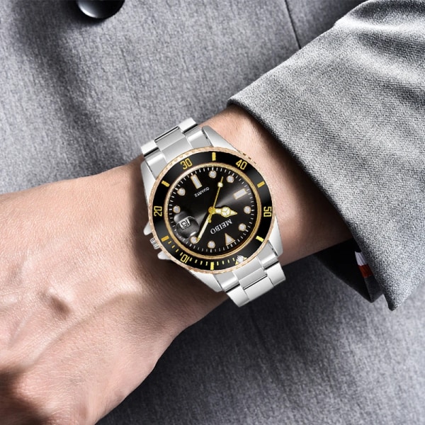 Ny herrklocka Luxury Business Watch Blue Dial Date Watch Herrband i rostfritt stål Mode Armbandsur för män Watch Masculino SSB3
