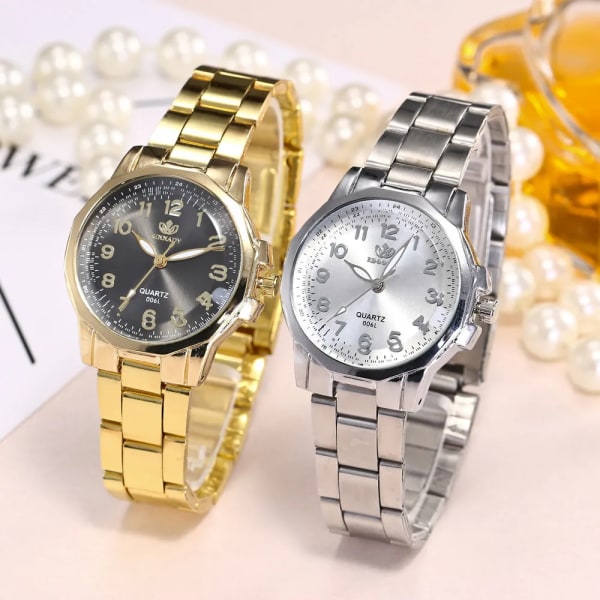 Elegant Watch Lyx Dammodemärke Armbandsur Japan Movement Rostfritt stål Present till flickvän Montre Femme Silver and black