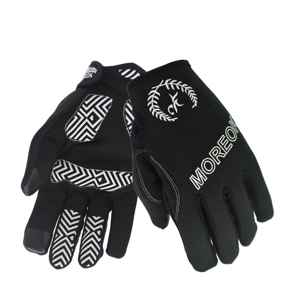MOREOK Cykelhandskar Universal Full Finger 5MM SBR-kuddar Stötsäkra Cykelhandskar Pekskärm Varma Fleece Cykelhandskar Herr Dam MK096-Black XL