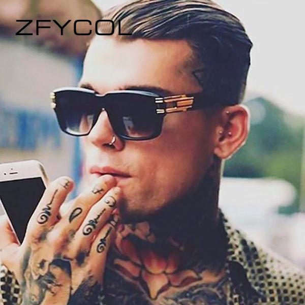 ZFYCOL Retro fyrkantiga solglasögon Män Lyxmärke Oversized Dam Solglasögon Mode Glasögon Bilkörning Solglasögon UV400 Oculos C4 Leopard Brown Other