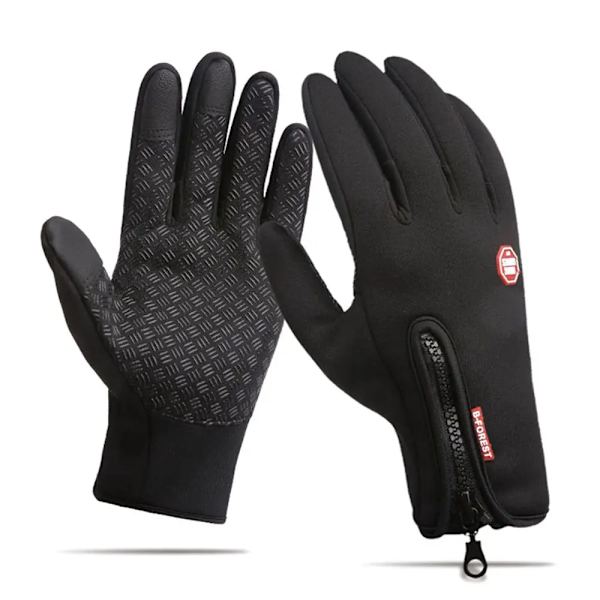 Anti-halk varma vinterhandskar Vindtät thermal pekskärmsvante Skidåkning Ridning Cykling Sporthandskar Black L