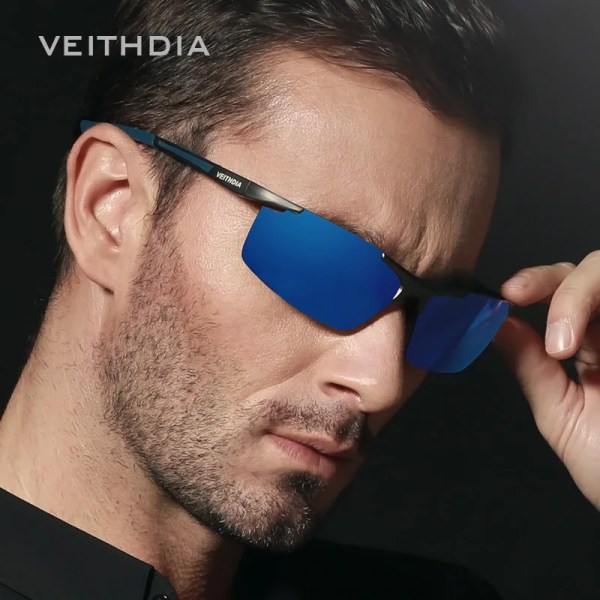 VEITHDIA Aluminium Magnesium Solglasögon Herr Polarized UV400 Beläggning Spegel Solglasögon Utomhus Man Glasögon Tillbehör 6588 Gray box add cloth