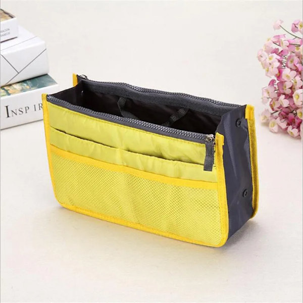 Damväska Resor Kosmetisk handväska Makeuppåse Organizer Toalettartiklar Trimsats Stor nylon handväska Yellow