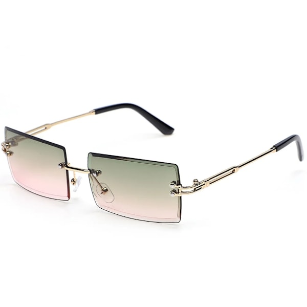 Kvinnor båglösa rektangelskärmar Ocean Water Solglasögon Gradient UV400 Solglasögon Män Metall Böjda lyxiga designerglasögon C16 green pink AS PICTURE