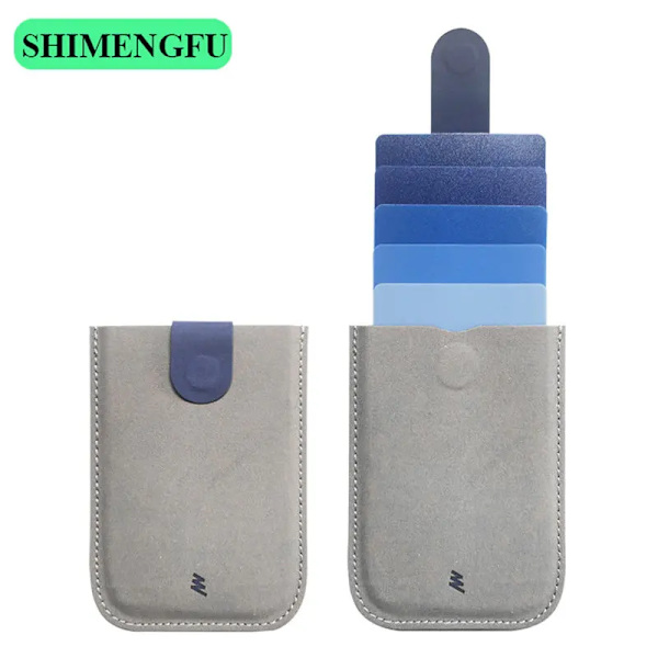 DAX V3 Äkta läder Smal bärbar korthållare ID Kreditskydd Gradient Kvinnor Män Plånbok Case Pengar Väska V2 Gray blue