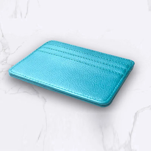 1st Transparent korthållare ID-hållare Män Kvinnor Enkelt resor Lichee Läder Bank Business ID-kort Case Smal myntväska Blue