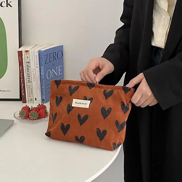 Manchester Hjärtmönster Print Kosmetikväska Tvättväska Kvinnor Resor Kosmetikpåse Skönhet Förvaringsväska Make Up Organizer Clutchväska Brown Leopard