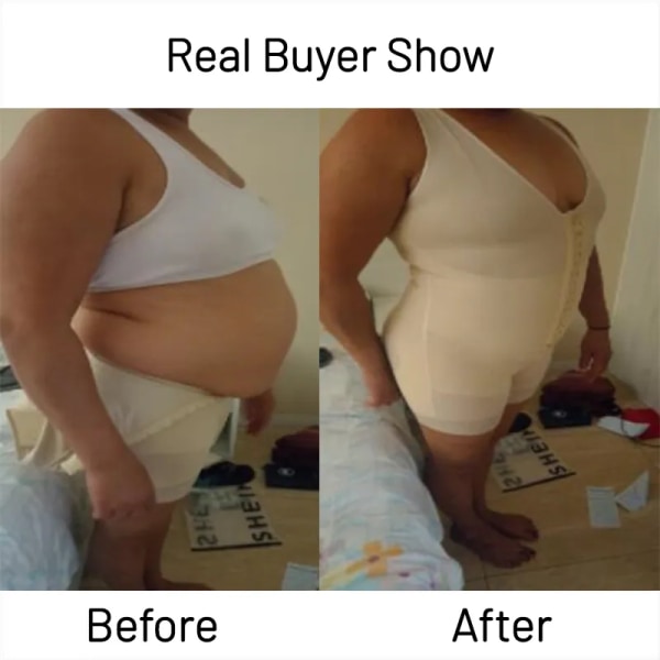 Fajas Shapewear Bodysuit görd med hög kompression med broscher Byst för dagligt och efter kirurgiskt bruk Bantningsslida Mage Kvinnor black L