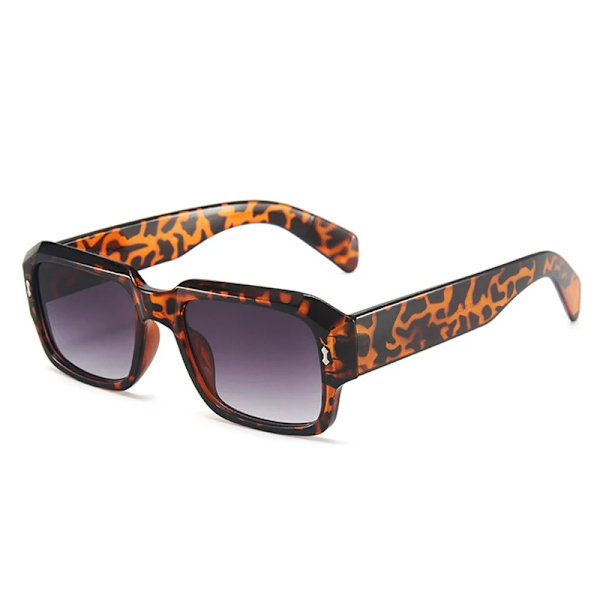 SO&EI Mode Polygon Fyrkantiga Solglasögon Dam Retro Nitar Dekoration Jelly Färg Nyanser UV400 Män Trendiga Gradient Solglasögon Leopard grey As the picture