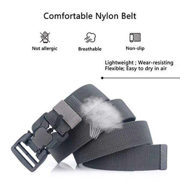 Militärt taktiskt bälte för män, snabbt frigörande magnetiskt spänne Army Outdoor Jakt Multi Canvas Nylon Midjebälten Rem DD Hook Black 45to47inch