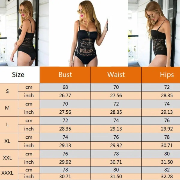 Plus Size 3XL Dam One Piece Baddräkt Sexig 2021 Svart Hollow Badkläder Solid Body Kvinna Bad Monokini Sommar Stranddräkt Black XXXL