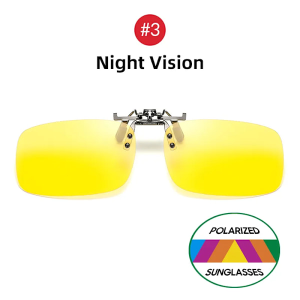 VIVIBEE Spegel Blå Flip Up Clip on Solglasögon Fiske Män Fyrkantig polariserad lins Metall Night Vision Körning UV400 Dam Glasögon 3 Night Vision With Plastic Case