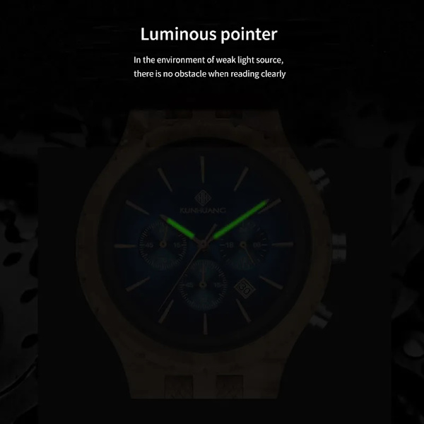 KUNHUANG Handgjord watch multifunktionsurtavla watch Lyxig lysande kronograf Custom Logo relógio masculino black no box