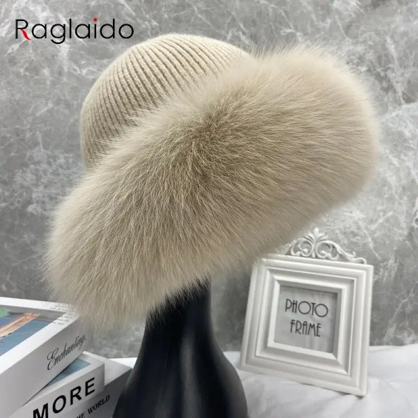 Nya Snygga Mössor för Kvinnor Vinter Varma Fluffiga Benmössor Mjuka Utomhus Tjocka Mössor Kvinnliga Kupolmössor White head 55-60cm