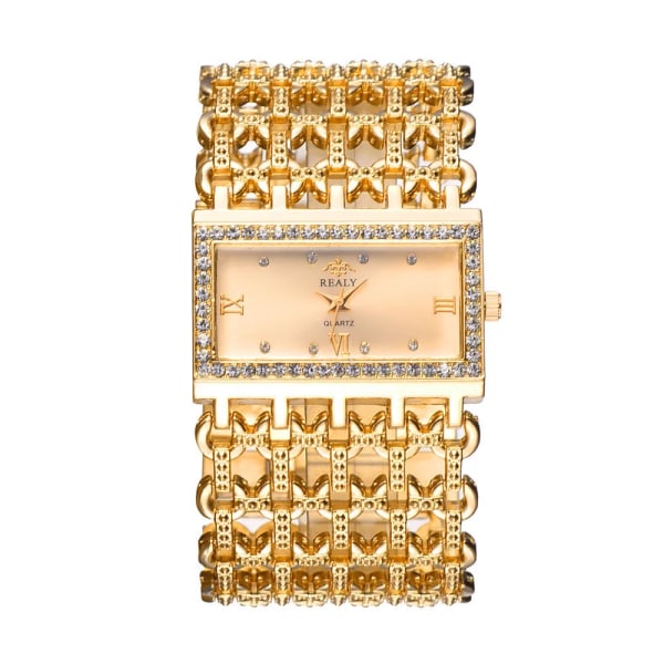 Enkel fyrkantig guld watch Mode Klassisk legering diamantarmband watch Guld Silver Diamantskala Urtavla Quartz Reloje Gold style 2