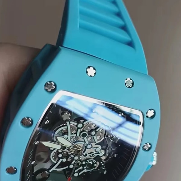 Herrklocka Mode Topp Lyx Alloy Watch -ur Transparent Man Chronograph Quartz Clock Lysande Sport Vattentät Armbandsur Style 2