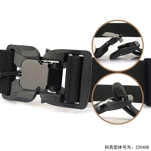 Nytt taktiskt bälte magnetiskt spänne elastiskt bälte med snabbkoppling Casual Nylon Träningsbälte Herrbyxa Bälte YD881 Black(.1841) 125cm(.1841)