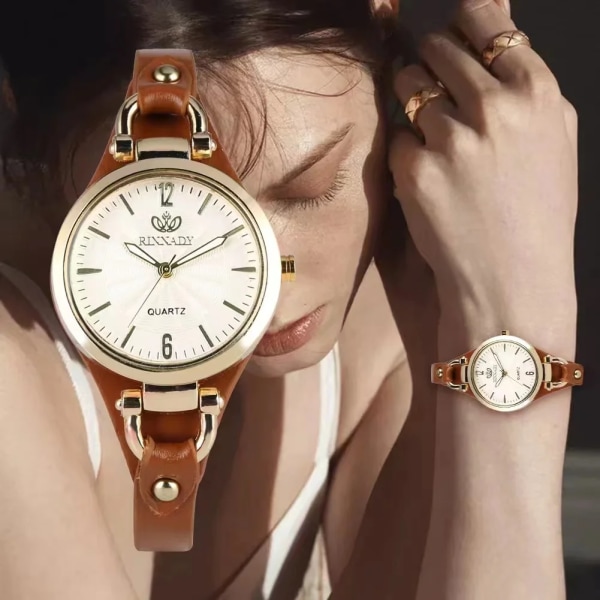 pop 2023 Quartz Watch Watch Läder Tunt Armband Enfärgad Mode Presentklocka Dam Watch Para Mujer rose