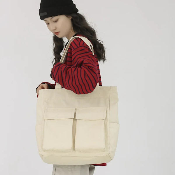 Axelväskor i canvas med stor kapacitet Solid mjuk denim Fritids- eller resväska för kvinnor Mode Fatchels Vinterpaket Khaki Large Capacity Bag