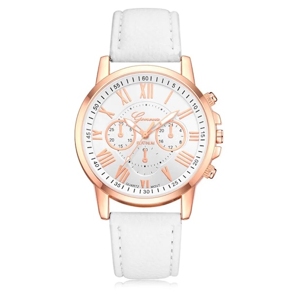 Reloj Mujer 2023 Mode Damklockor Dam Vitt Läder Quartz Watch för Dam Business Casual Watch Relogio Feminino White