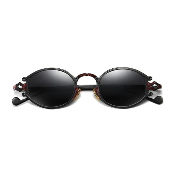 nya cateye street shoot man solglasögon dam retro steampunk glasögon gotisk oval Metallbåge snidade solglasögon Gafas sol mujer C1 Black-Black