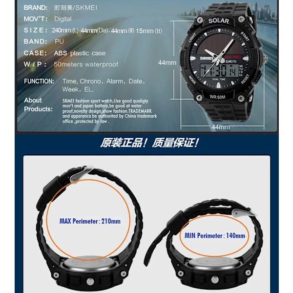 Watch Herrklocka Man Digital Armbandsur Power 12/24 timmar Vattentät Watch relogio masculino SKMEI 2019 Red