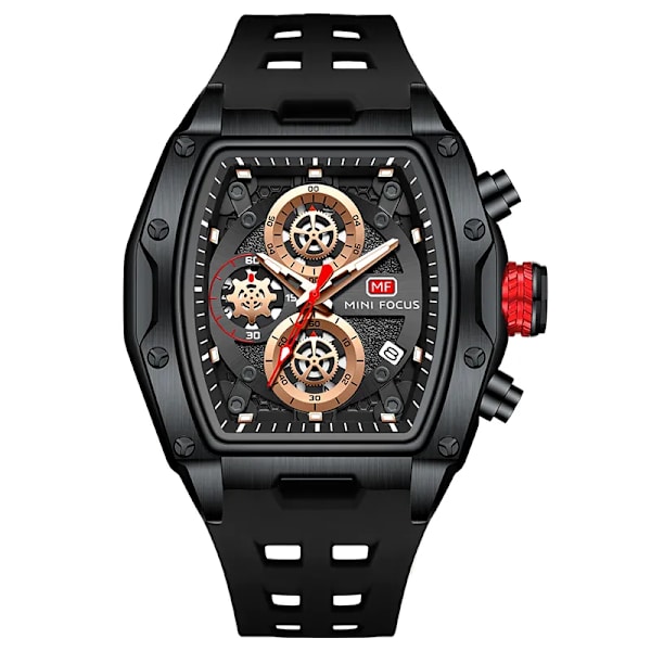 MINI FOCUS Herrklockor Lyx Sport Watch För Herr Vattentät Med Lysande Visar Kronograf Armbandsur Silikonarmband MF0473G05