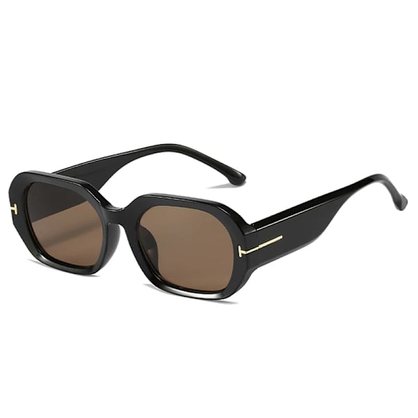 SO&EI Ins Populärt mode Polygon Square Kvinnor Lyxiga Solglasögon Vintage Brand Designer Jelly Grey Shades UV400 Herr Solglasögon Black tea As the picture