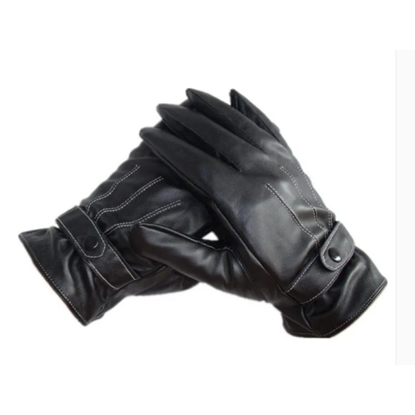 Handskar Herr Vinter Läder Svarta Handskar Knapp Varma vantar Lyxiga PU Läder Körning Herr Äkta vindtäta körhandskar style 2 gray one size
