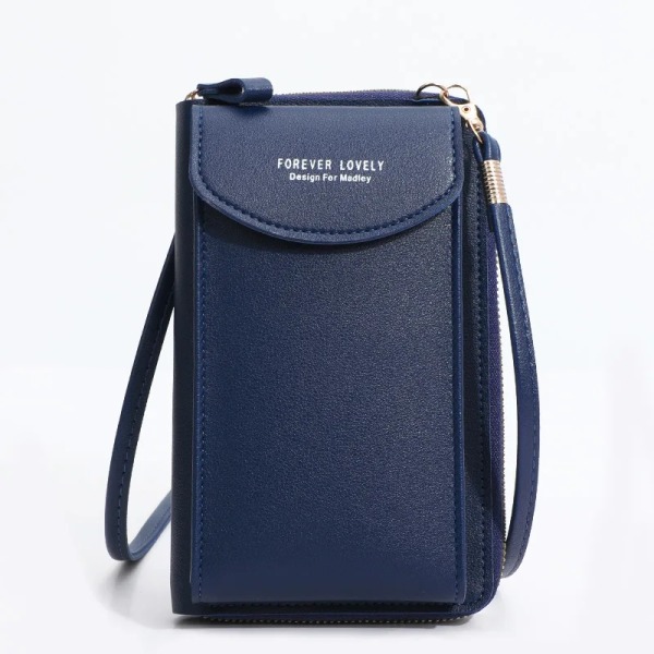 Kvinnor Telefon Crossbody Väska Pu Läder Mini Shoulder Messenger Bag Rese Bärbar myntväska Kortväska Väskor för flickor Plånböcker B Deep blue