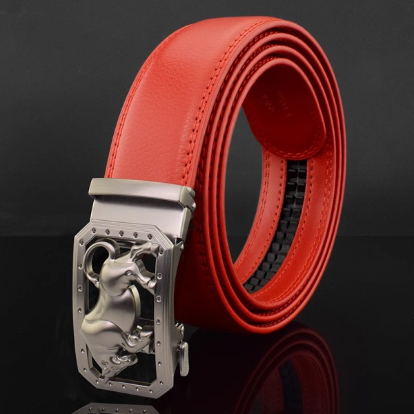 Lyxmärke tiger automatiskt spänne man vitt bälte äkta läder modedesigner Casual Hög kvalitet ceinture homme Red silver 1(.220) 125cm(.220)