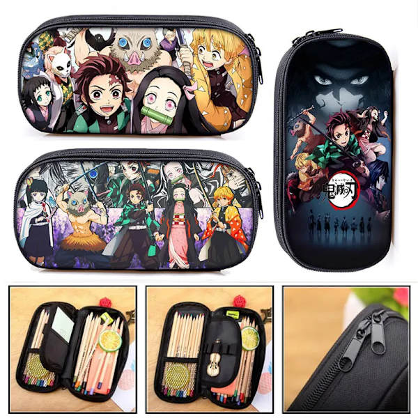 Anime Demon Slayer Kimetsu No Yaiba Canvas Case Pennfodral Dragkedja Sminkväska Pen Brevpapper Väska catoon Pennlåda qbbguimie03