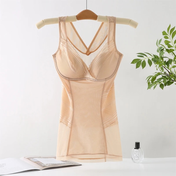 Women's One Piece Shapewear Med BH Det finns trådfria Body Shaper Slimming Kläder skin M-90