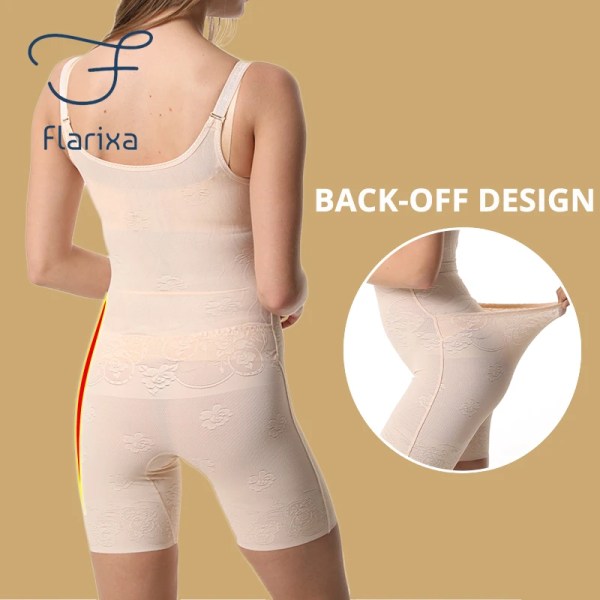 Flarixa Lace Shapewear Dam Helkroppsformare Seamless Back Take Off Body Magkontroll Underkläder Kroppsformare efter förlossning 4XL Beige Briefs 3XL